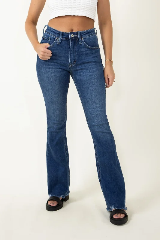 KanCan Brenda High Rise Distress Hem Bootcut Jeans for Women | KC11259D