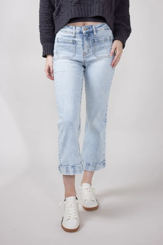 KanCan Mid Rise Cropped Flare Jeans for Women | KC78026L