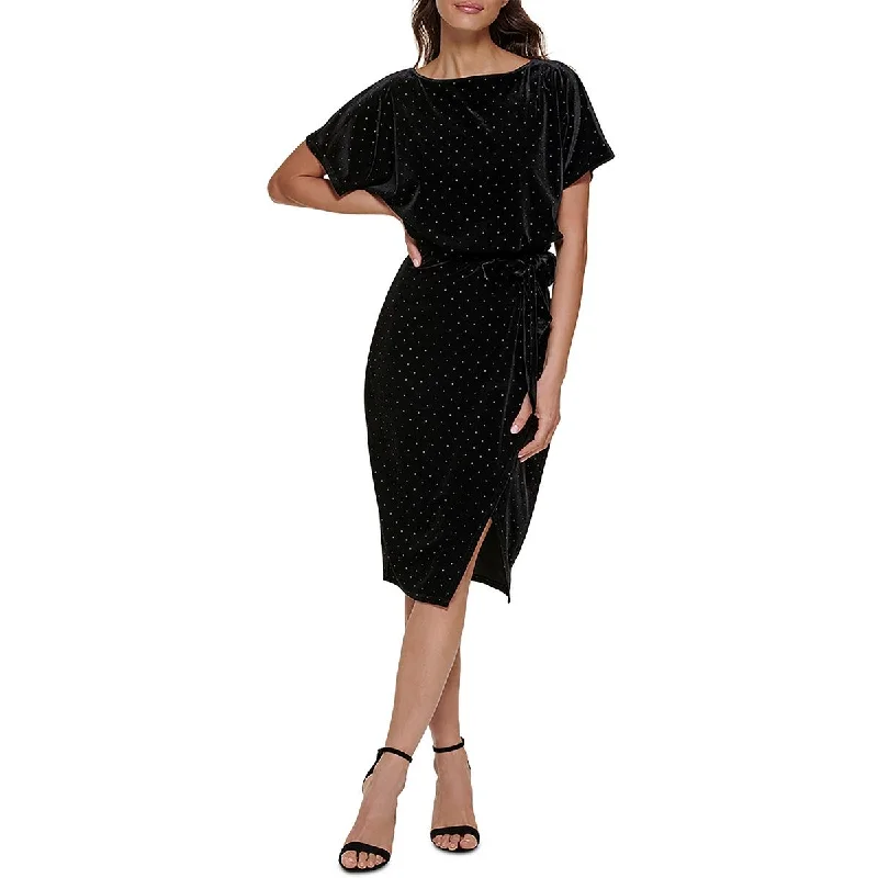 Kensie Dresses Womens Studded Knee-Length Fit & Flare Dress