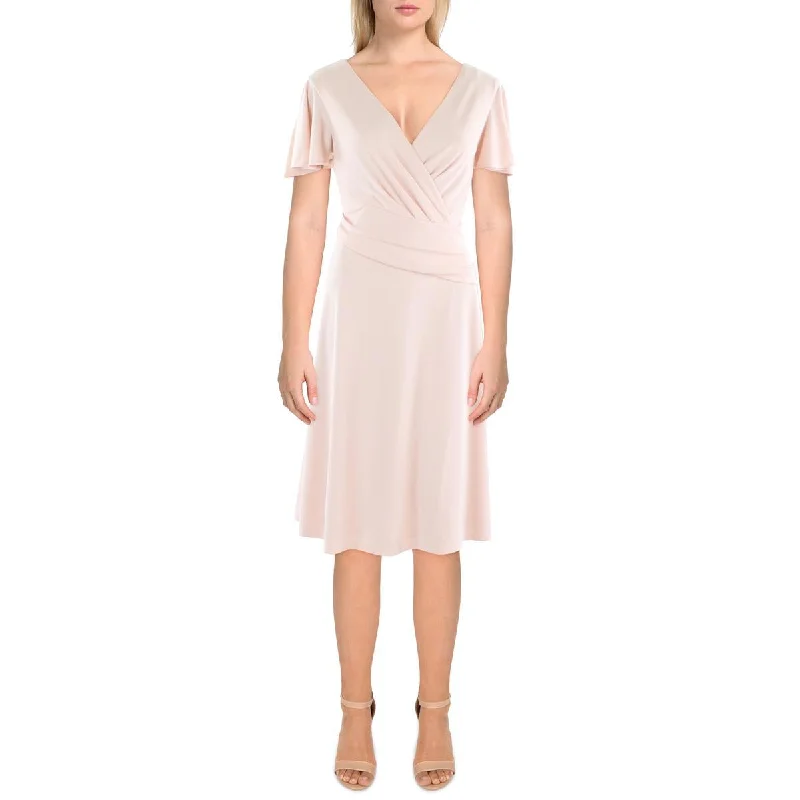 Lauren Ralph Lauren Womens Jersey V-Neck Fit & Flare Dress