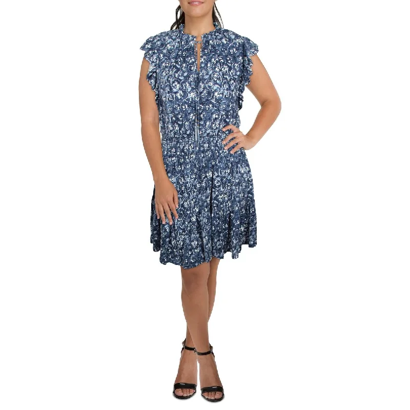 Lauren Ralph Lauren Womens Ruffled Midi Fit & Flare Dress