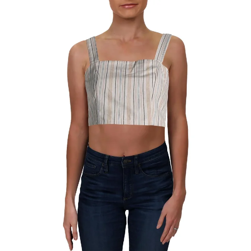 women's top easy care -Le Lis Womens Cotton Pinstriped Crop Top