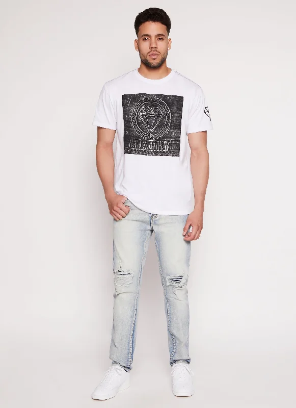 Mens Solid Distressed Skinny Leg Jeans