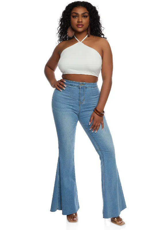 WAX Raw Hem Flare Jeans