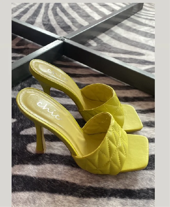 Lime green mule heels