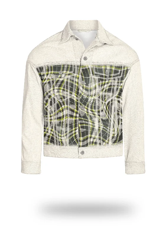 Limited Edition Acid Plaid Off-White Denim Jacket - Shorter