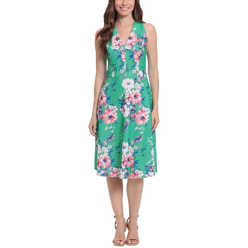 London Times Womens Cocktail Midi Fit & Flare Dress