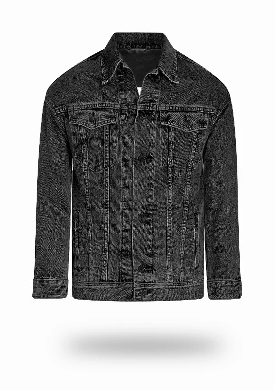 Longer Washed Black Denim Jacket