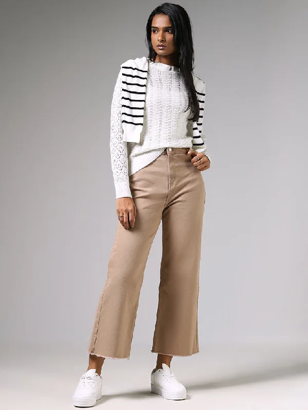 LOV Beige Wide Leg - Fit High - Rise Jeans