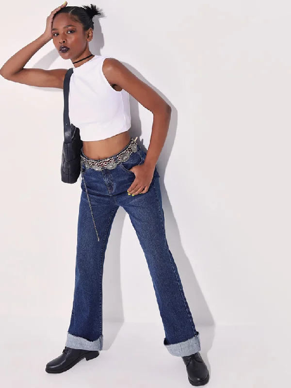 LOV Dark Blue Straight - Fit High - Rise Jeans