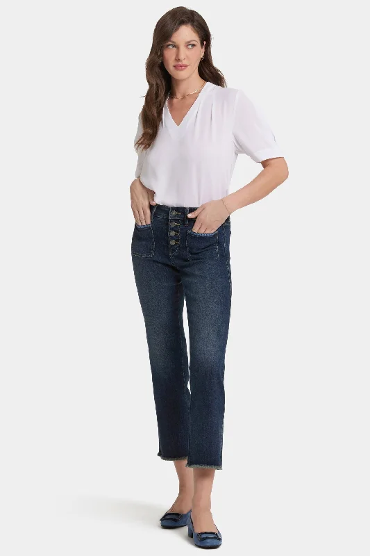 Marilyn Straight Ankle Jeans In Petite - Lotus Gardens