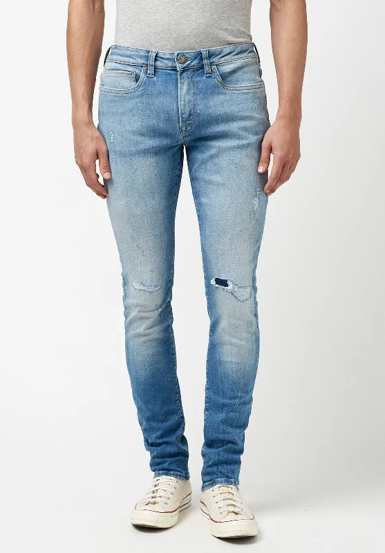 Skinny Max Men's Jeans in Contrasted and Veined Indigo - BM22860