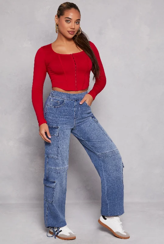 Almost Famous Pull On Wide Leg Cargo Jeans