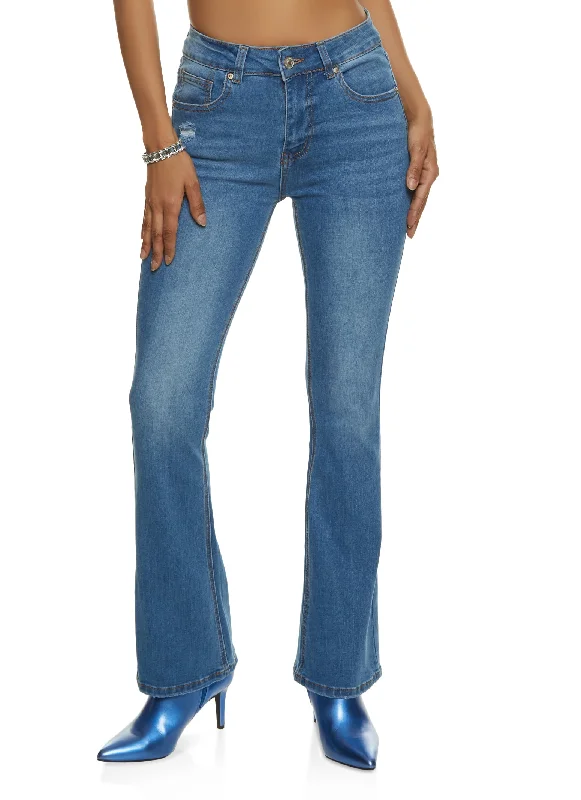 WAX Whiskered High Waist Boot Cut Jeans