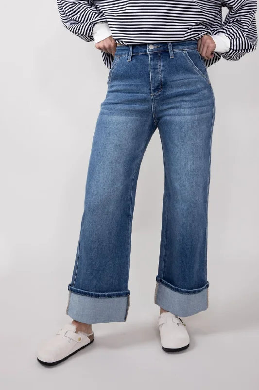 Mica High Rise Wide Cuffed Leg Jeans for Women | MTT-W3311