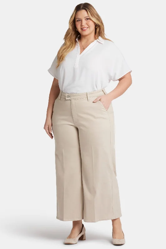 Mona Wide Leg Trouser Ankle Jeans In Plus Size - Feather