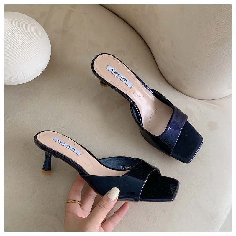 High Heels Slippers Women Slip On Slide Elegant Mule Shoes Women Sandal