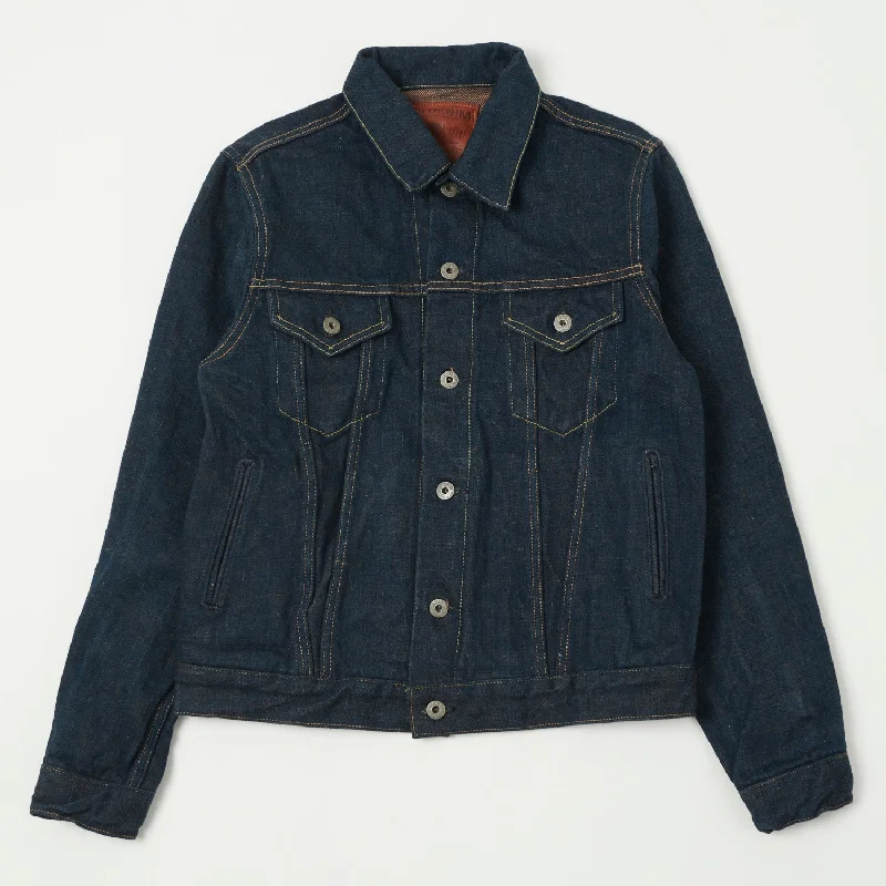 ONI 02527P-KAKBR 'Secret Denim Kikishibu Brown' Type III Pocket Denim Jacket - Rinsed