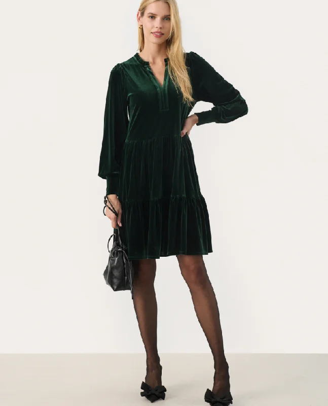 Part Two Viggase Sycamore Green Velvet Short Dress