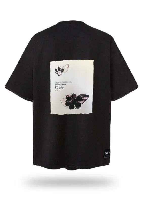 Plantae Gardenia Ultrawide Black T-Shirt