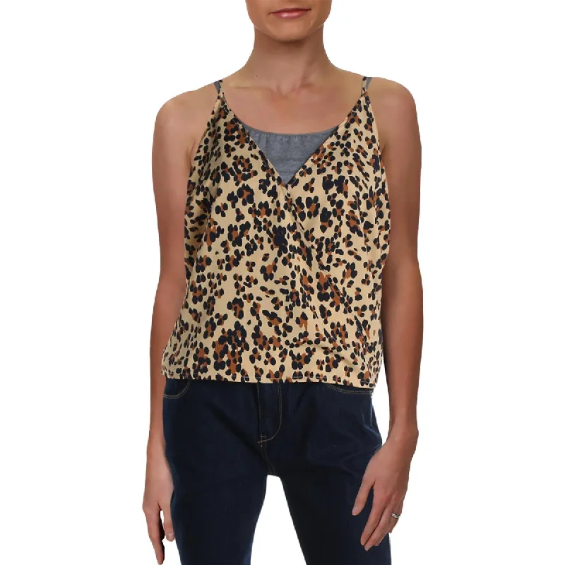 women's top sustainable -Q & A Womens Animal Print Tank Wrap Top