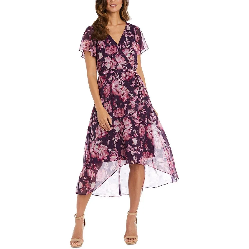 R&M Richards Womens Plus Floral Long Wrap Dress