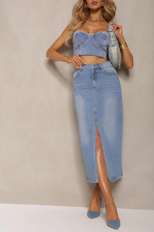 Sabrina Blue Denim Midi Skirt