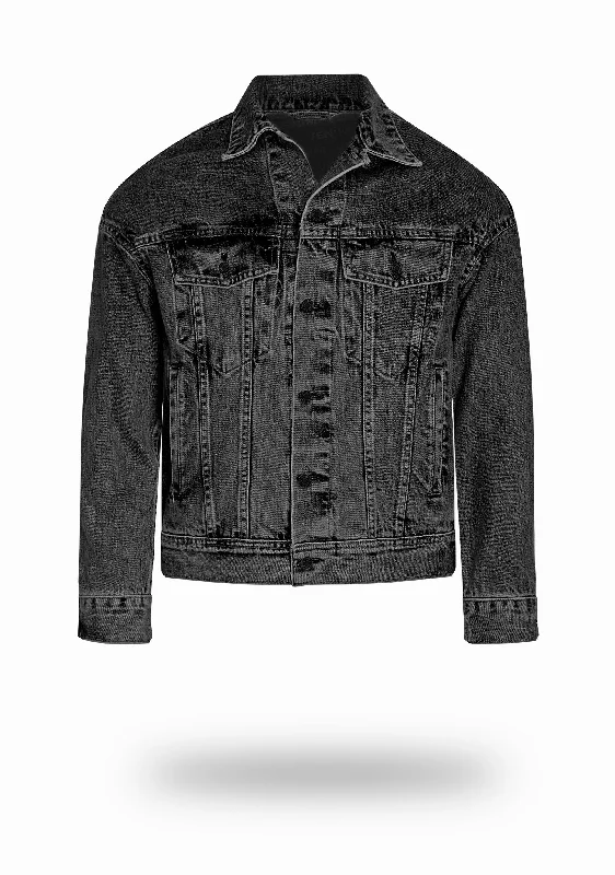 Shorter Washed Black Denim Jacket