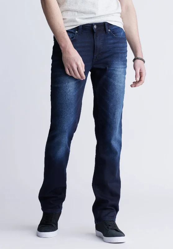 Straight Six Men's Five-Pocket Freedom Flex Jeans, Dark and Sanded - BM22999