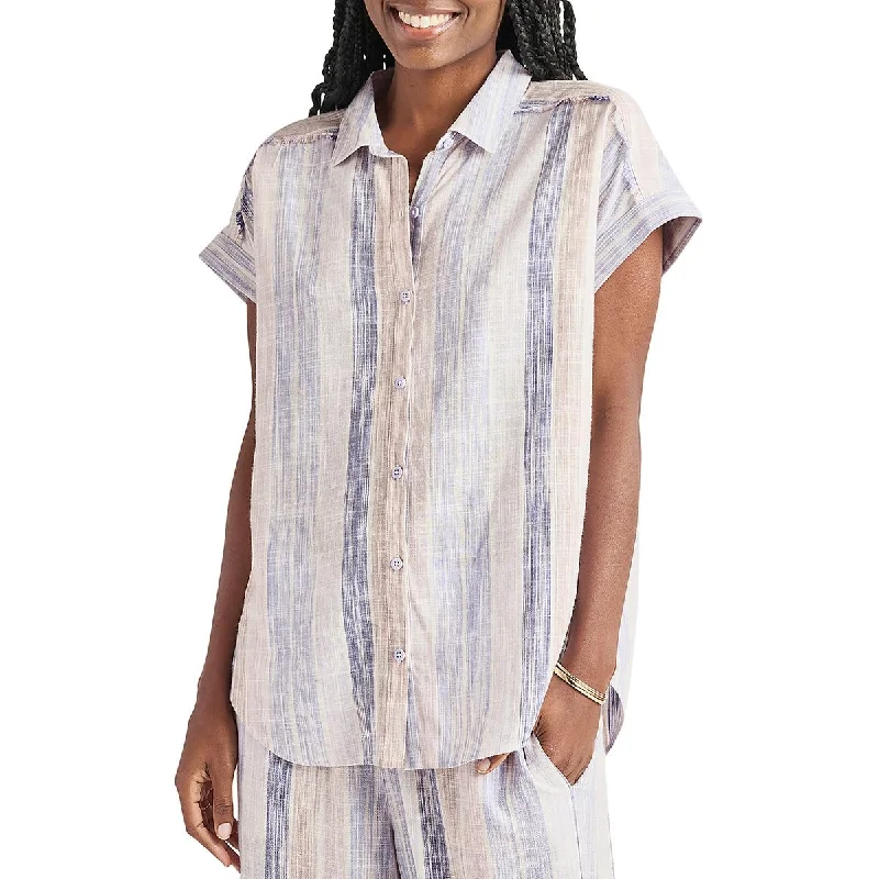 women's top for work -Splendid Womens Logan Striped Viscose Button-Down Top