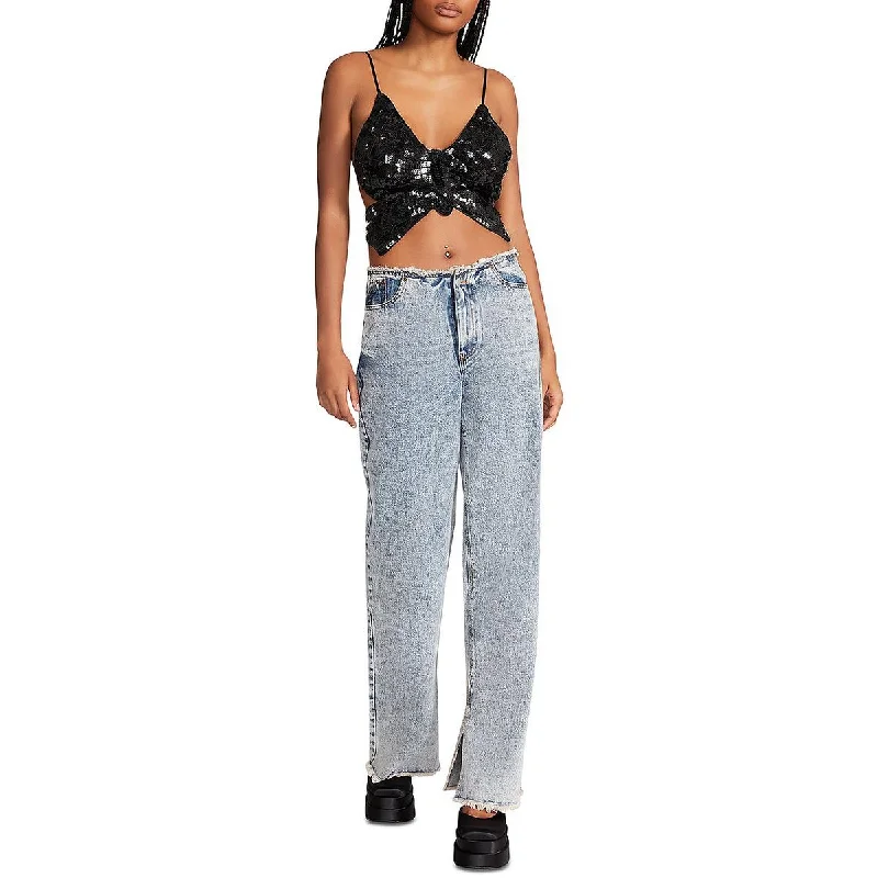 Steve Madden Womens Kia Sequined Strappy Cropped