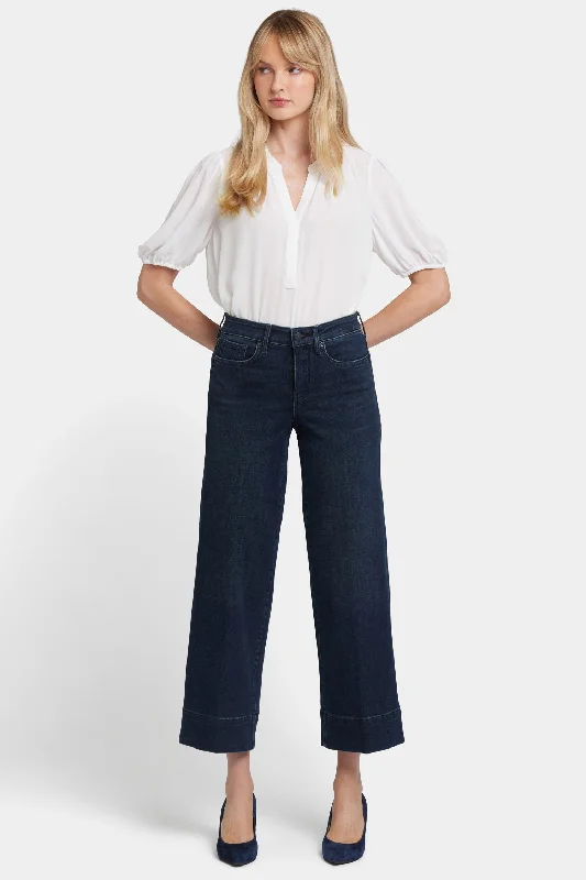 Teresa Wide Leg Ankle Jeans In Petite - Obsidian Blue