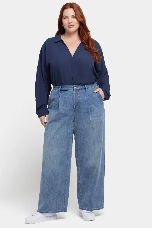 Teresa Wide Leg Ankle Jeans In Plus Size - Indigo Stream