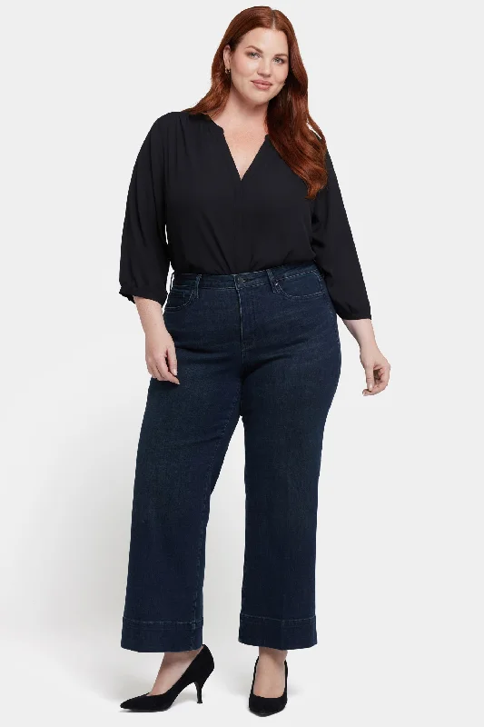 Teresa Wide Leg Ankle Jeans In Plus Size - Obsidian Blue