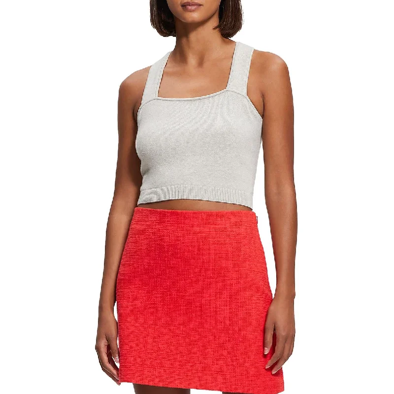 Theory Womens Cashmere Square Neck Cropped