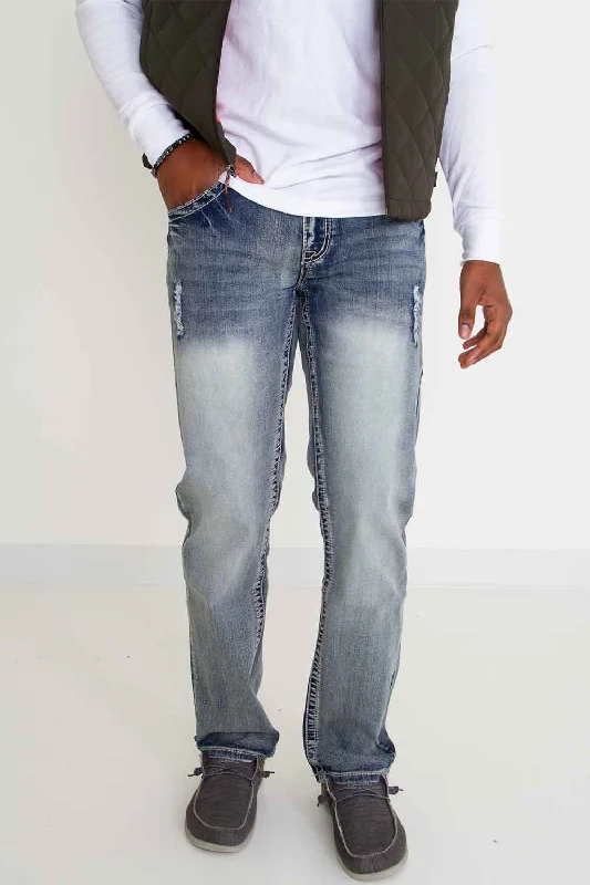 True Luck Miles Straight Distressed Jeans for Men | TL18350004