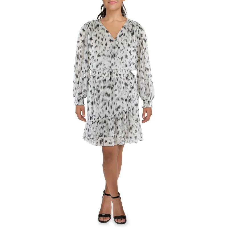 Vince Camuto Womens Plus Printed Knee-Length Fit & Flare Dress