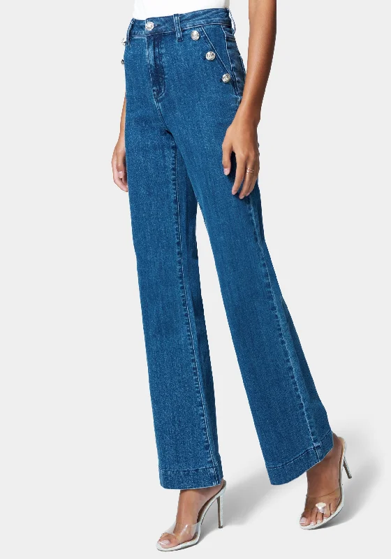 Wide Leg Button Detail Jean