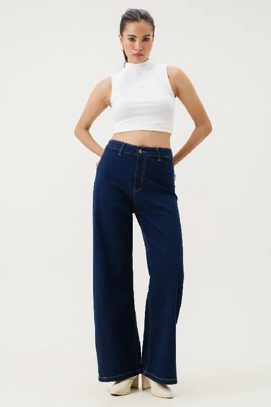 Raw Indigo Retro Flare Stretch Jeans