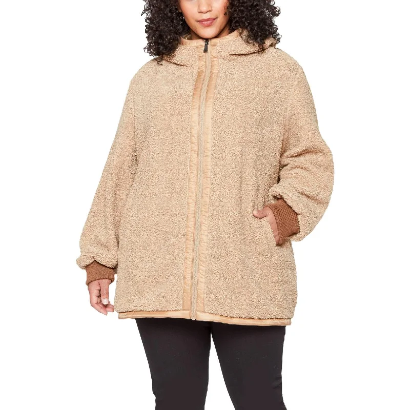 plus-size-long-women's-coats-1 Madison Expedition Women's Contrast Trim Oversized Hooded Faux Fur Coat