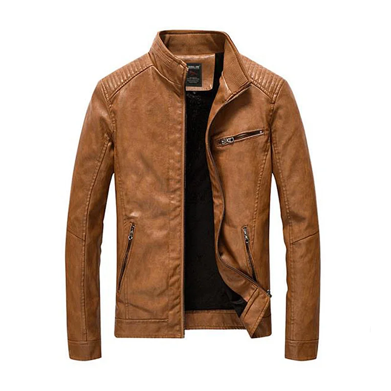 2019 New PU Leather Jacket Streetwear Men's Leather Jacket Clothes Washed fleece motorcycle Leather Jacket Fashion Casual Coat