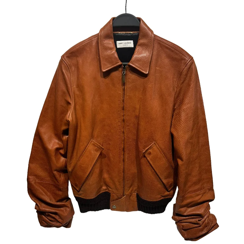 SAINT LAURENT/Leather Jkt/S/BRW/