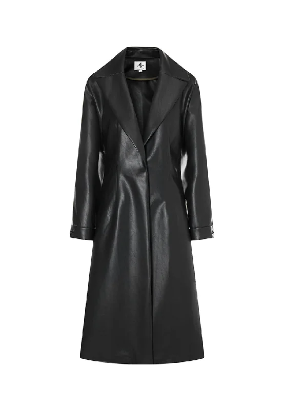 Miller Waterproof Sustainable Vegan Leather Trench with Flared Skirt