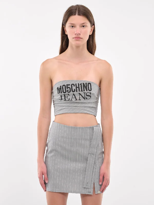 Pinstripe Logo Tube Top (A0812-8725-MULTI-GREY)