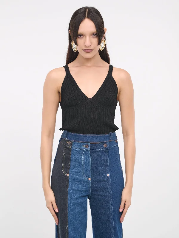 Denim Waistband Top (A0882-3206-1555-BLACK)