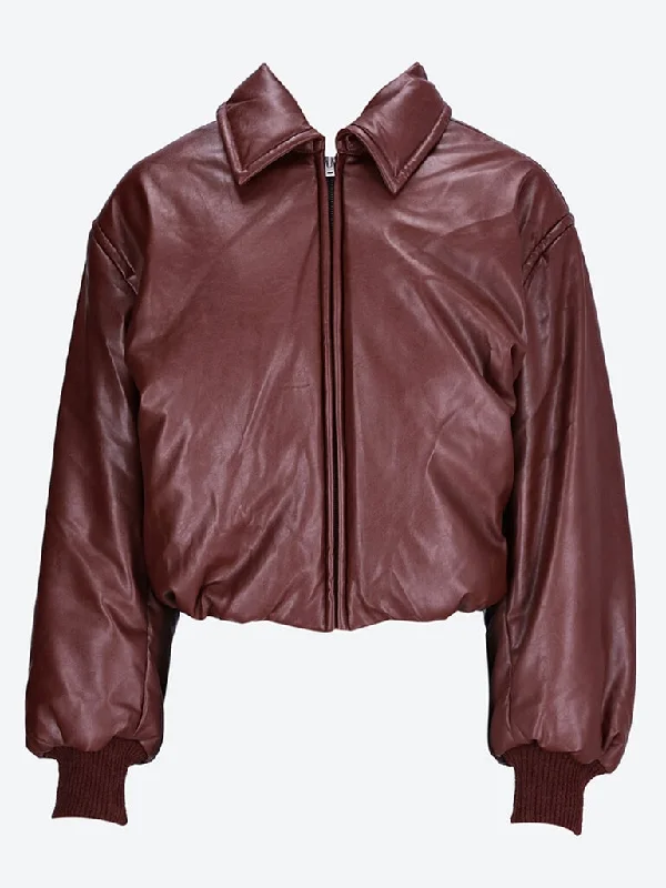 zippered-women's-coats-Coated bomber jacket