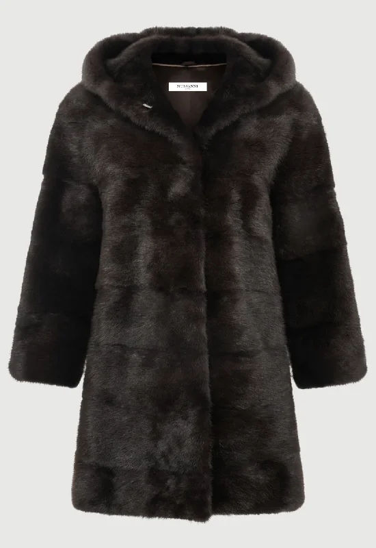 ADELINA Hooded Mink Coat