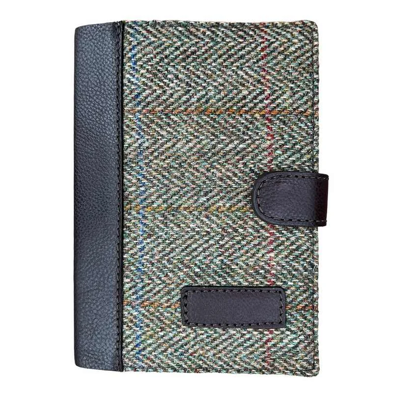 Ashwood Leather Brown Leather & Green Tweed Covered A6 Notebook