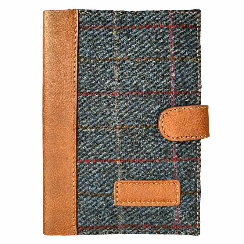 Ashwood Leather Tan Leather & Navy Tweed Covered A6 Notebook