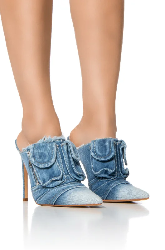 AZALEA WANG FREEDOM CLOSED TOE MULE IN DENIM